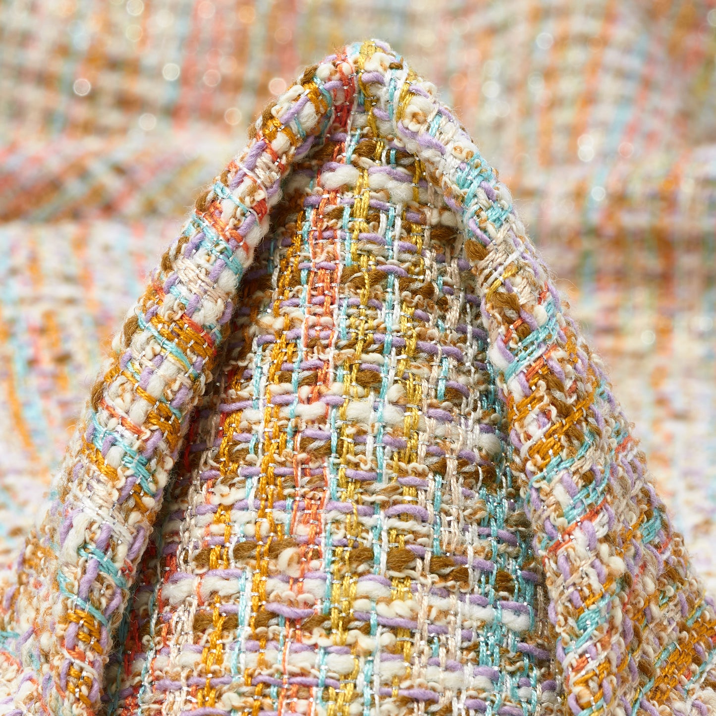 Textured Chennile Viscose Blend Lurex - Tropical Breeze & Desert Sun textile image 3