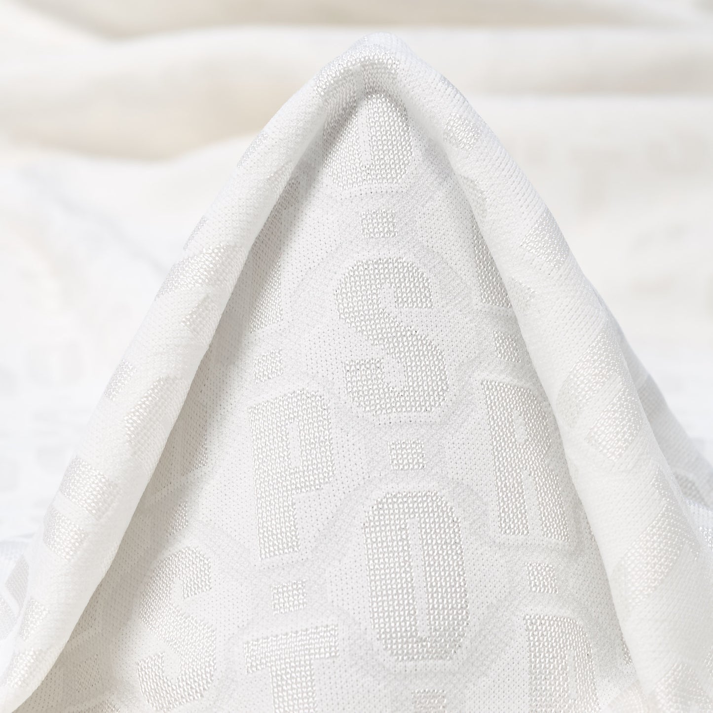Ivory Viscose Nylon Jacquard Fabric textile swatch - 65% Nylon, 35% Viscose / 424 g/m / 156 cm