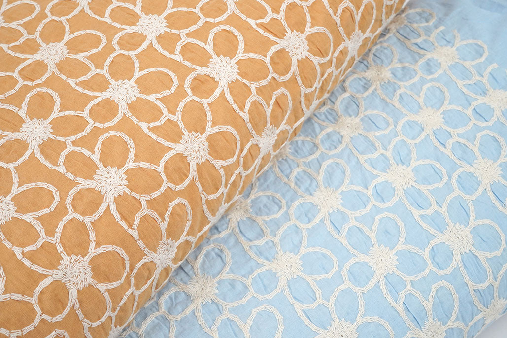 100% Cotton Embroidery Coco Ocher textile image 4