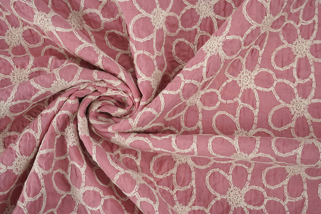 100% Cotton Embroidery Coco Pink textile image 4