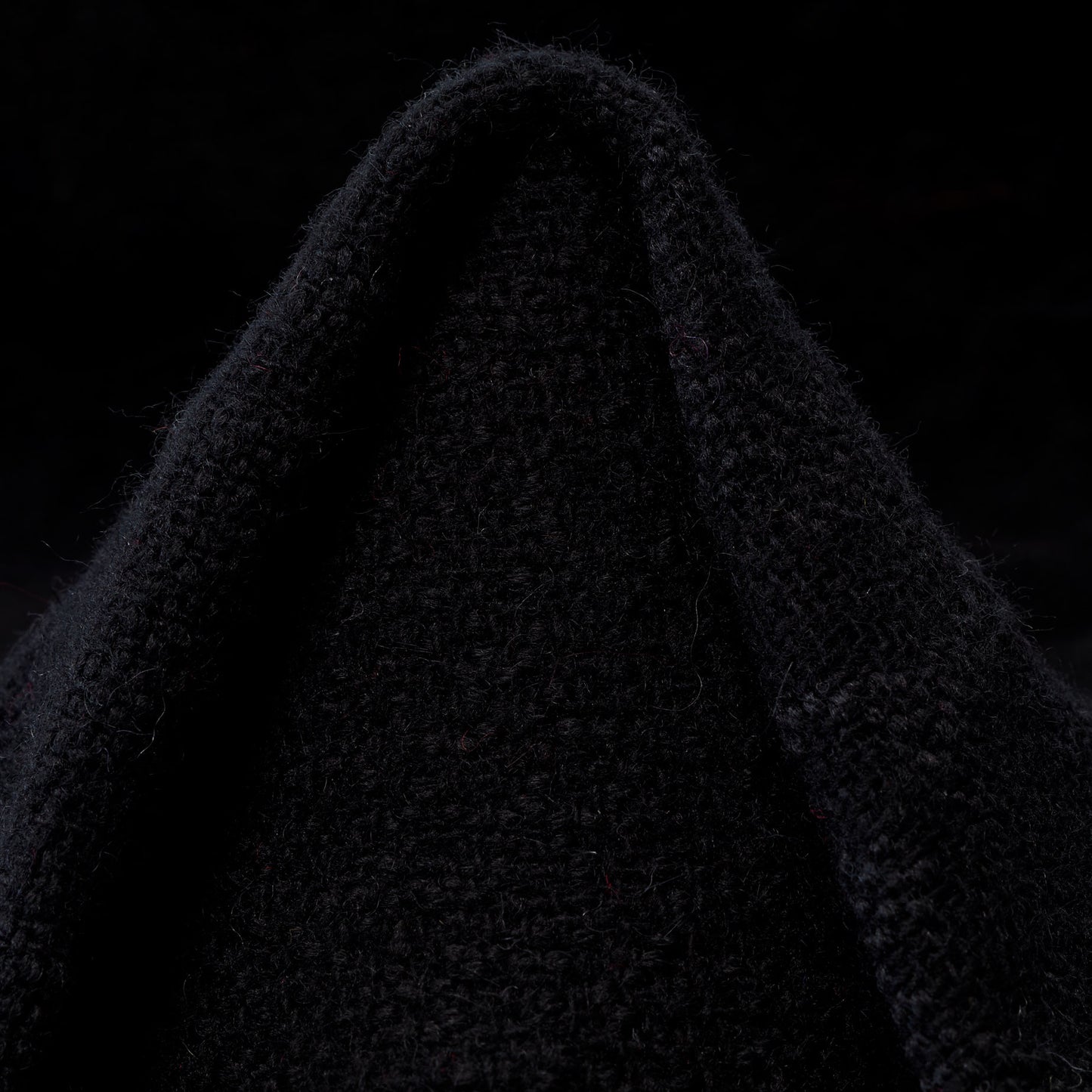Raven Black Wool Polyester Jacquard Fabric textile swatch - 50% Wool, 32% Acrylic, 18% Polyester / 600 g/m / 150 cm
