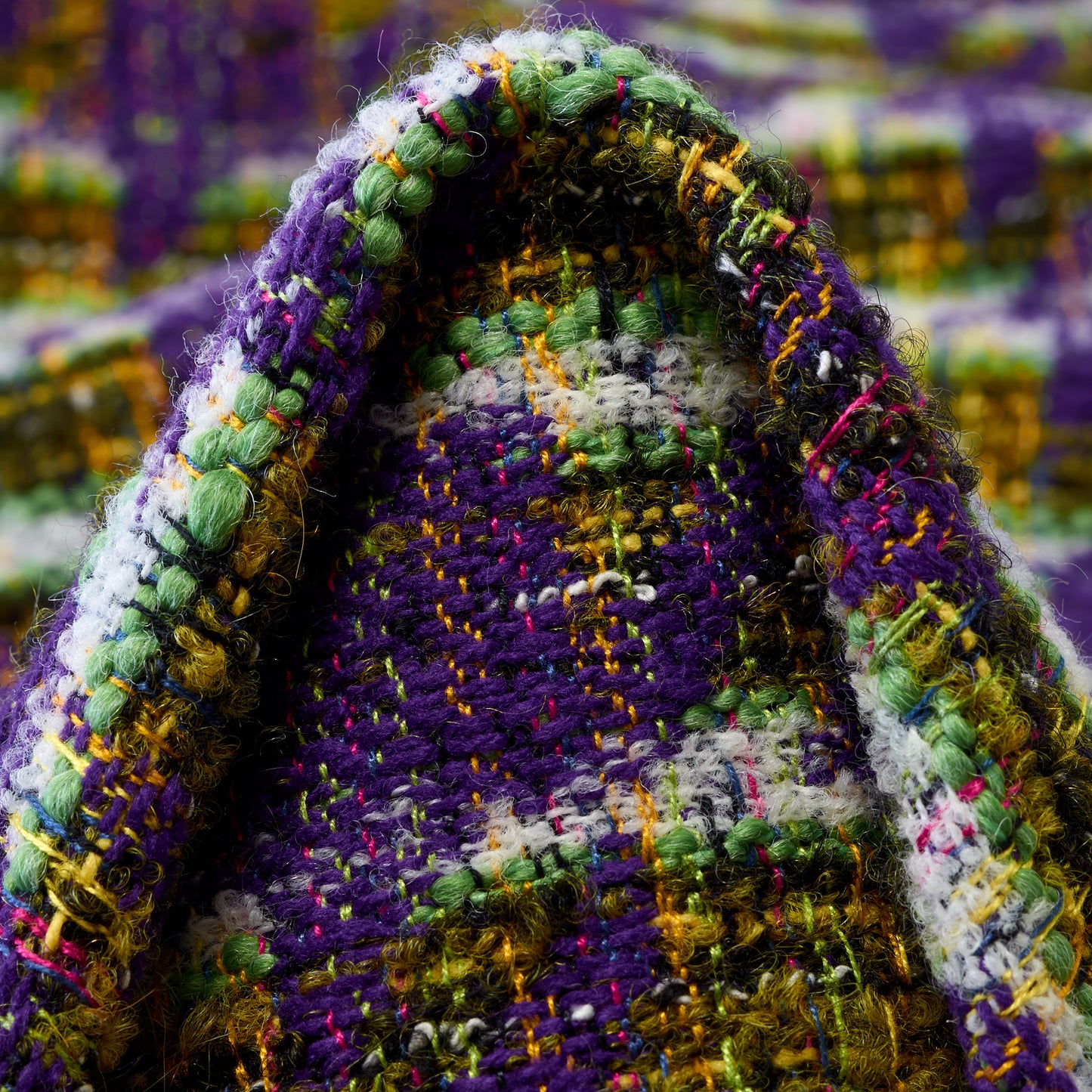 Bouclé Textured Chennile - Hyacinth & Lettuce Green textile image 2