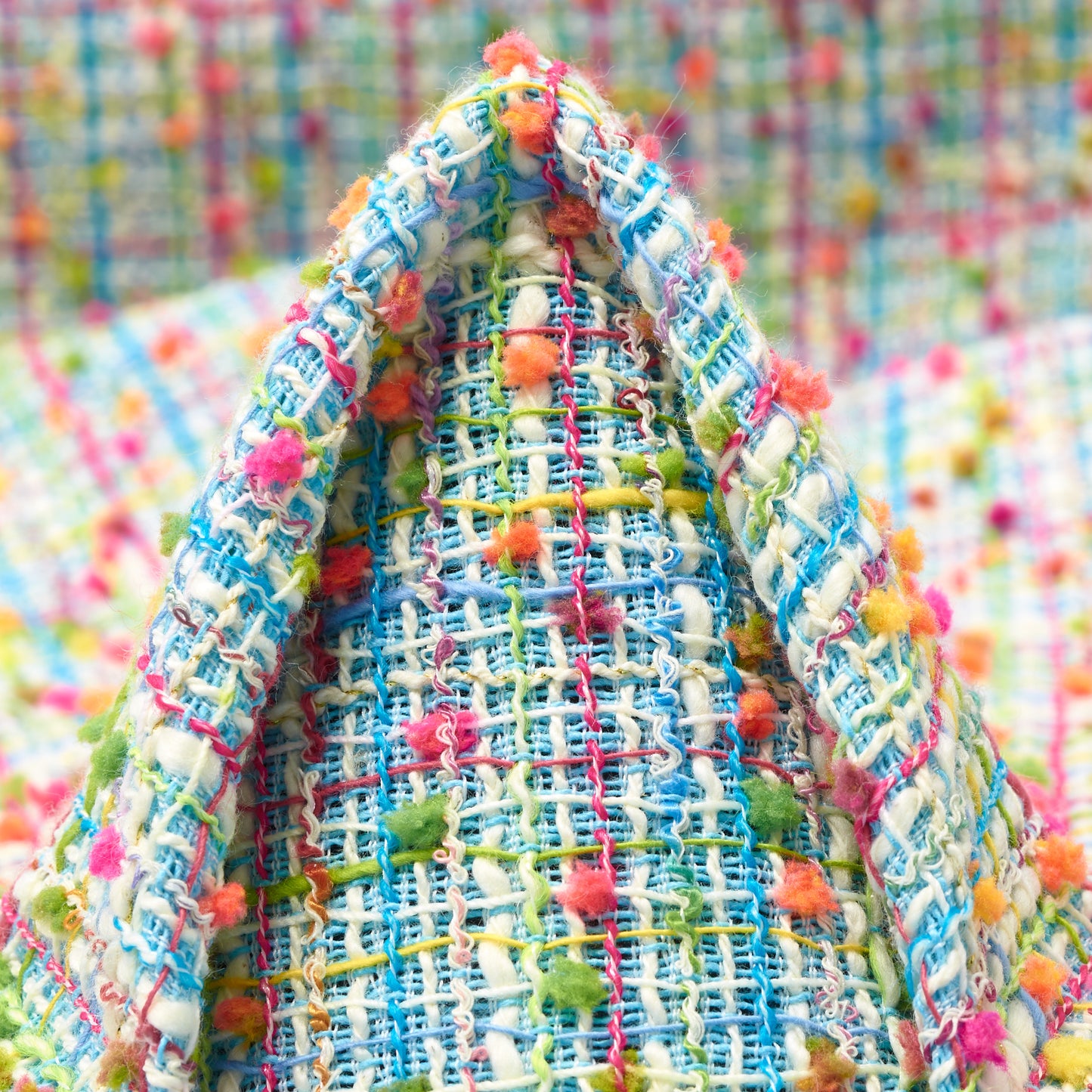 Textured Chennile Bouclé Cotton - Blue Topaz & Strawberry Pink textile image 3