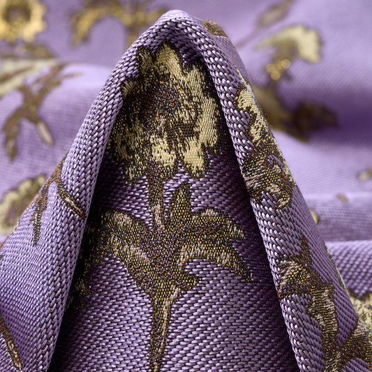 Floral Viola Cotton Acetate Jacquard Fabric textile swatch - 30% Polyester, 30% Recycled Polyester, 27% Cellulose Acetate, 13% Cotton / 305 g/m / 138 cm