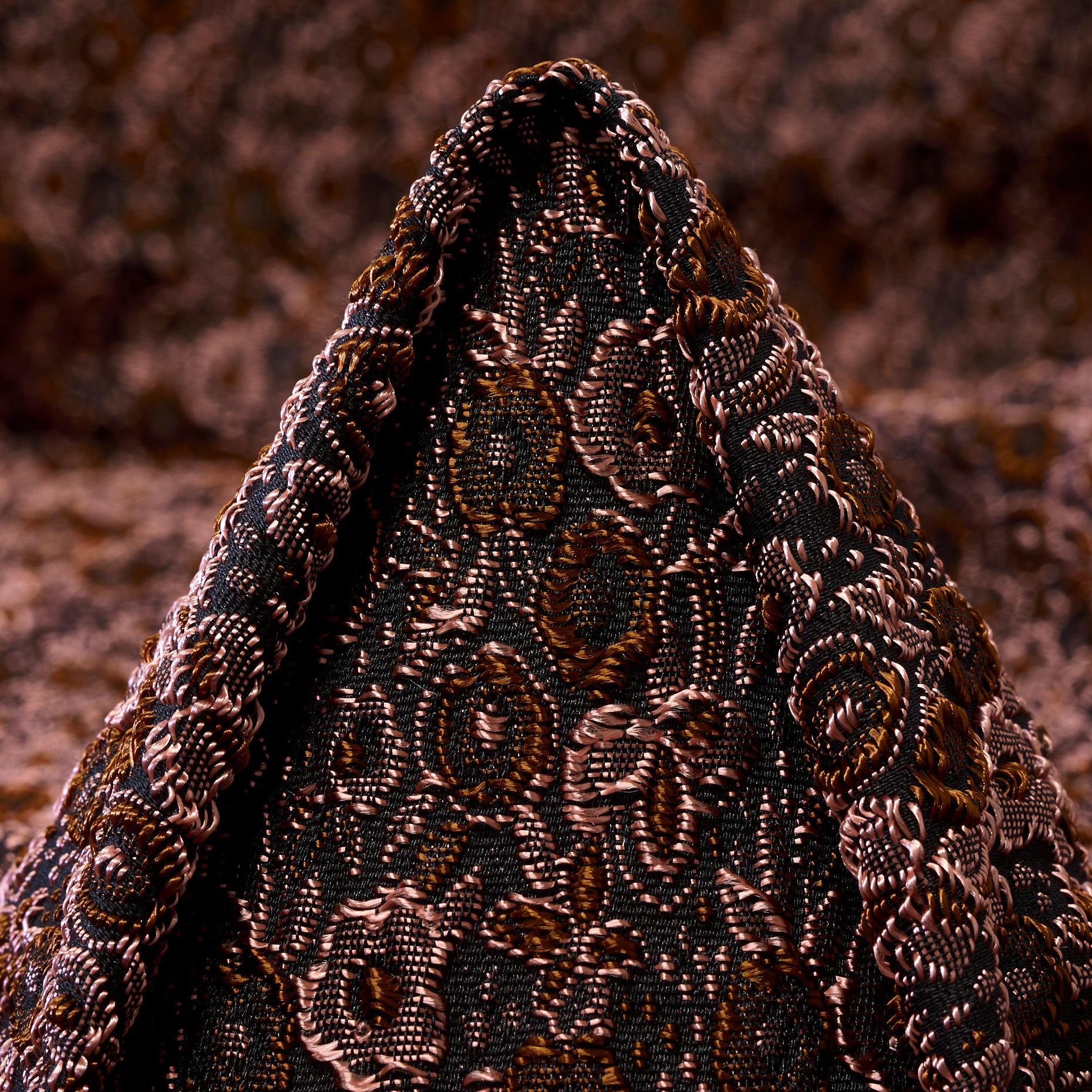 Calcite & Coconut Shell Acetate Polyester Jacquard Fabric textile swatch - 53% Cellulose Acetate, 28% Polyester, 19% Acrylic / 265 g/m / 126 cm