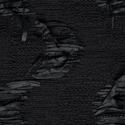 Textured Chennile Cotton Viscose - Raven Black & Gilded Beige textile image 1
