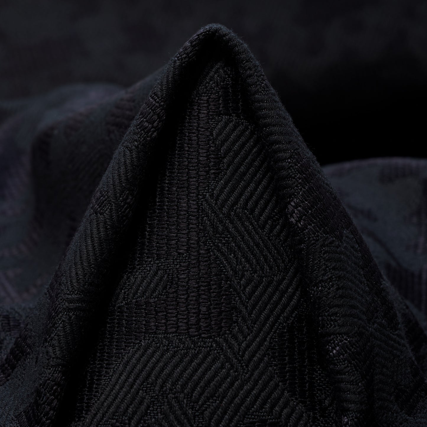 Jet Black Cotton Nylon Jacquard Fabric textile swatch - 55% Cotton, 45% Nylon / 440 g/m / 133 cm