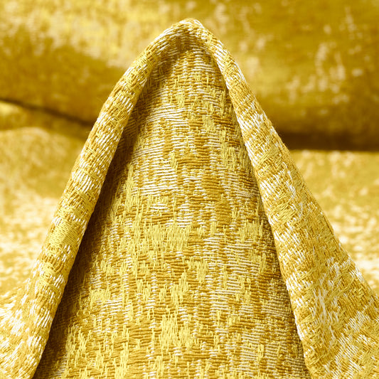 Shimmering Yellow Cream Polyester Jacquard Fabric textile swatch - 100% Polyester / 495 g/m / 140 cm