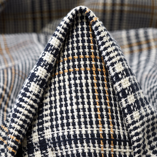 Textured Chennile Cotton Check - Marshmallow & Parisian Night textile image 1