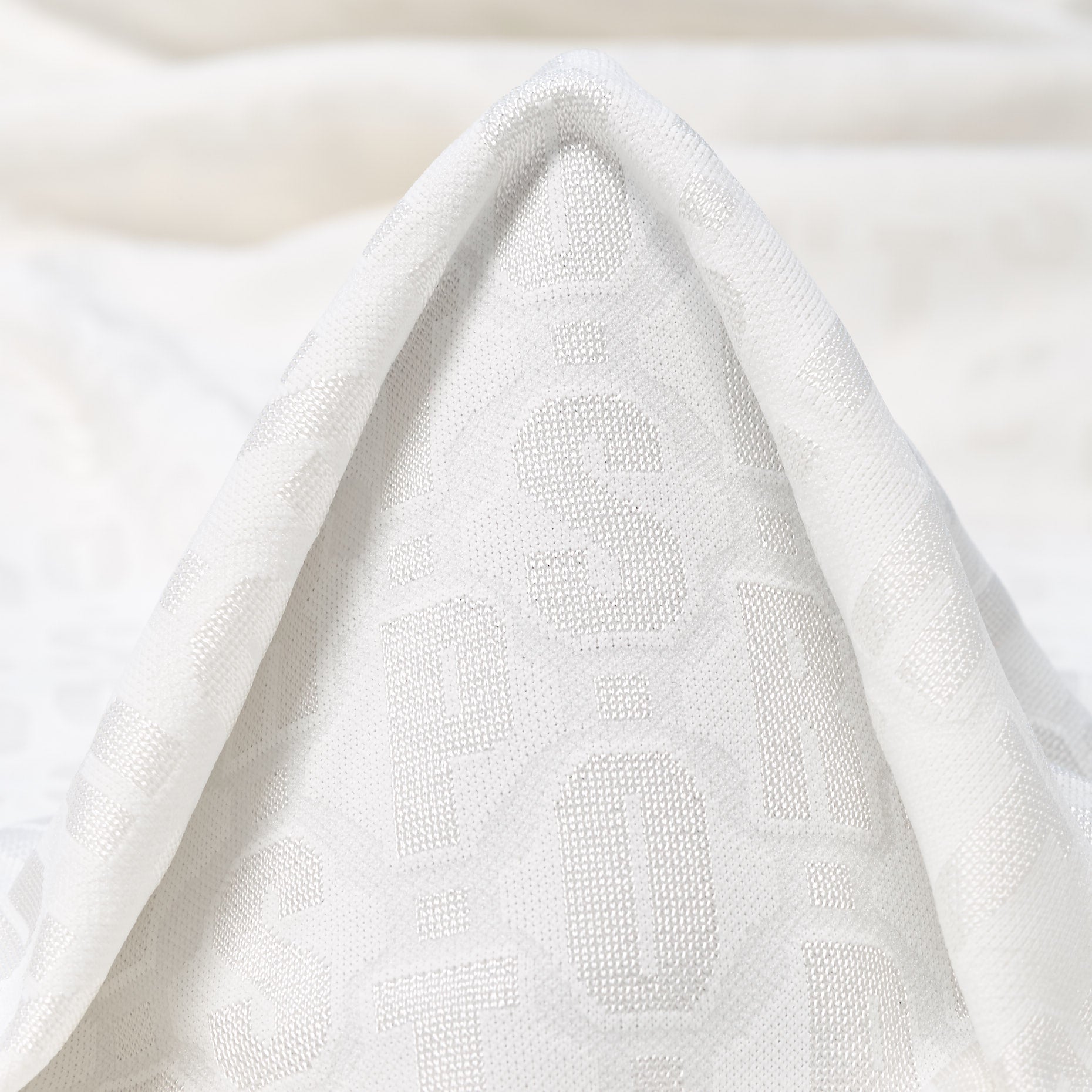 Ivory Viscose Nylon Jacquard Fabric textile swatch - 65% Nylon, 35% Viscose / 424 g/m / 156 cm