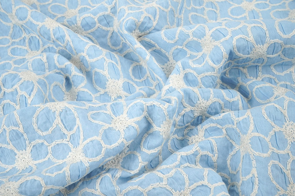 100% Cotton Embroidery Coco Blue textile image 3