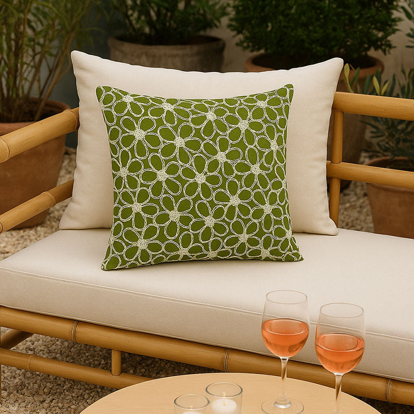 100% Cotton Embroidery Coco Moss Green textile image 3