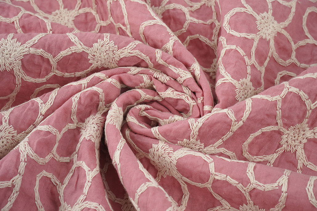 100% Cotton Embroidery Coco Pink textile image 3