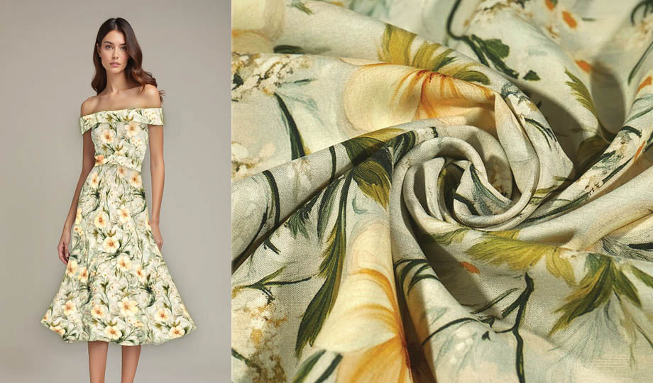 100% Viscose Florinelle Flowers - 100% Viscose, ± 140-145 cm, ± 105 gram/m²