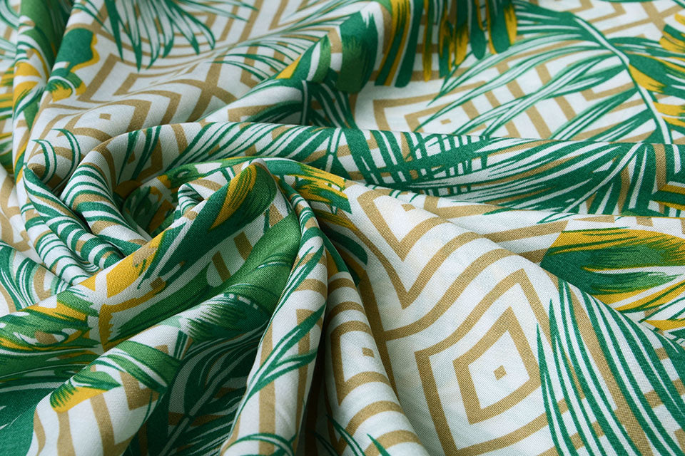 100% Viscose Wilderness Checkered Sand Green secondary textile image
