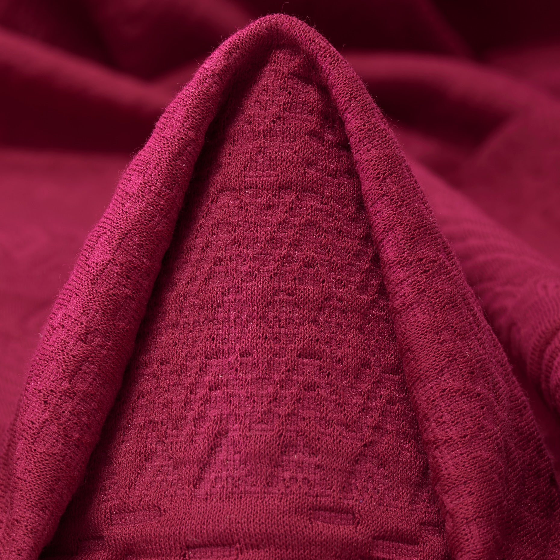 Raspberry Cotton Nylon Jacquard Fabric textile swatch - 58% Nylon, 42% Cotton / 310 g/m / 138 cm