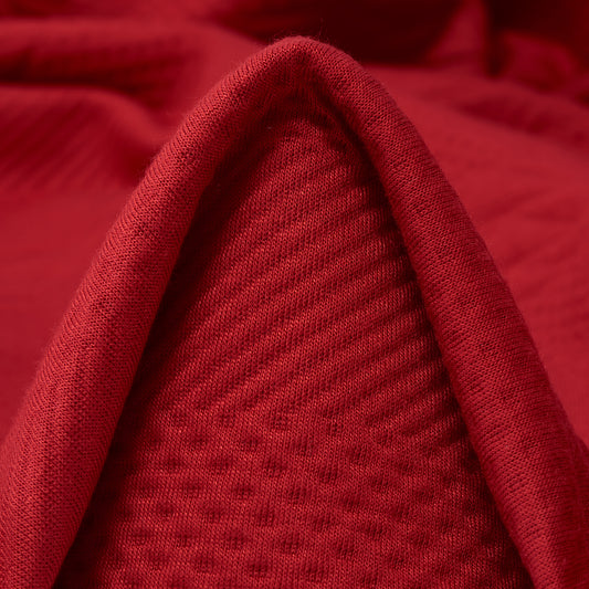 Lipstick Cotton Nylon Jacquard Fabric textile swatch - 54% Nylon, 38% Cotton, 8% Elastane / 420 g/m / 124 cm