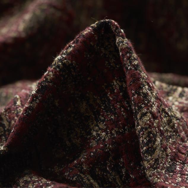 Merlot & Almond Viscose Nylon Jacquard Fabric textile swatch - 67% Viscose, 31% Nylon, 2% Elastane / 470 g/m / 136 cm