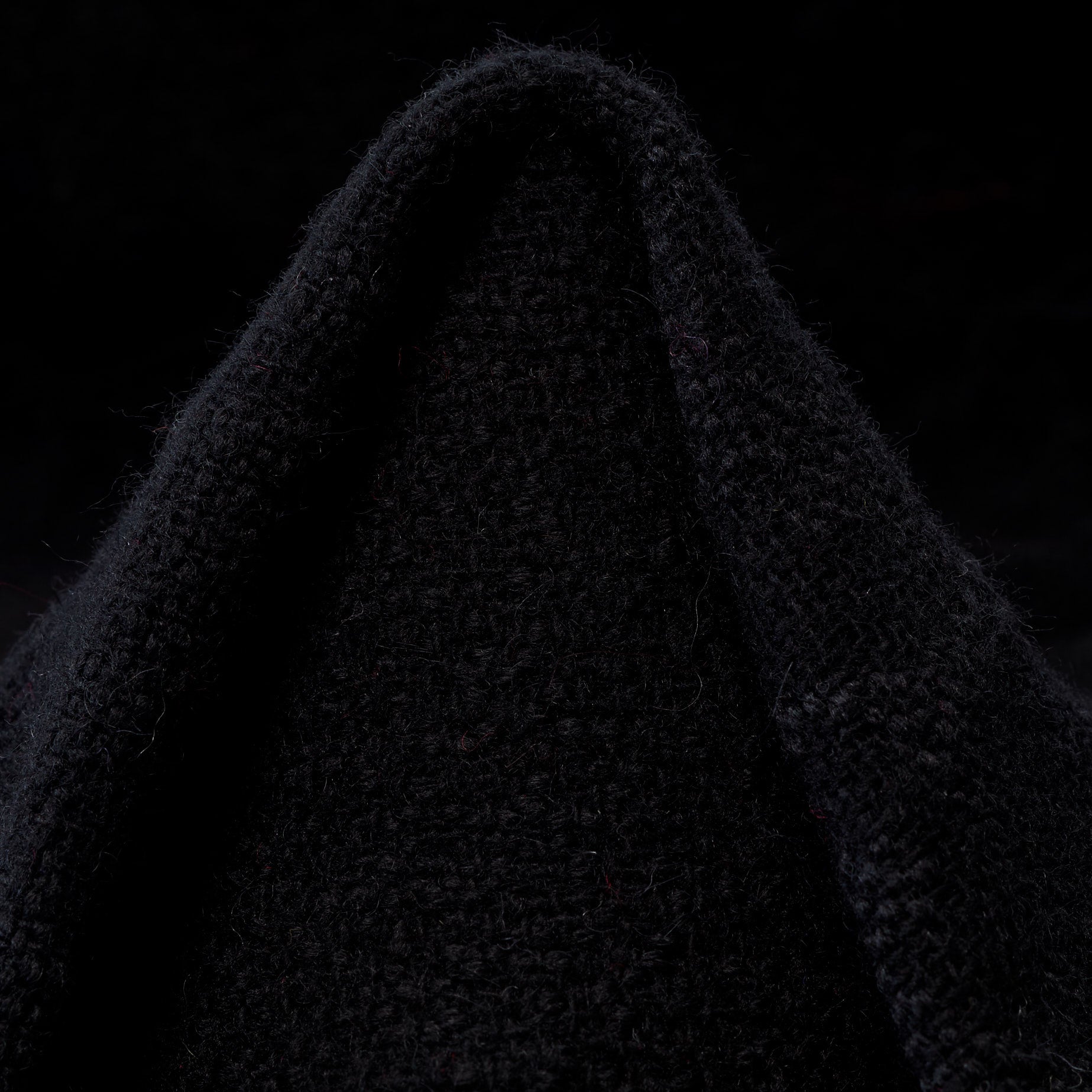 Raven Black Wool Polyester Jacquard Fabric textile swatch - 50% Wool, 32% Acrylic, 18% Polyester / 600 g/m / 150 cm