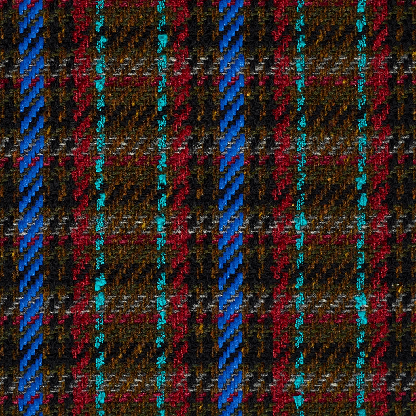 Textured Chennile Cotton Check - Chocolate Brown & Strong Blue textile image 3