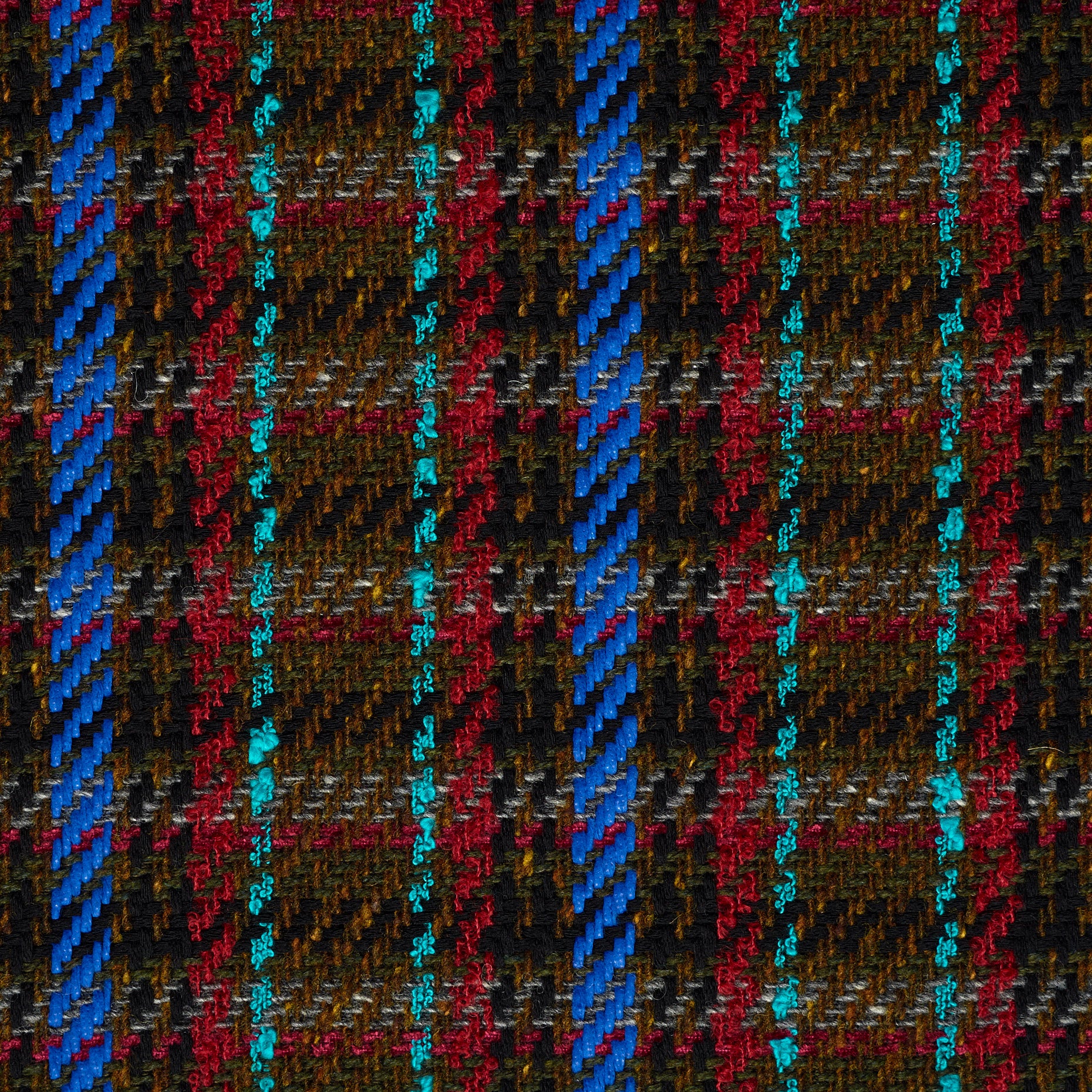 Textured Chennile Cotton Check - Chocolate Brown & Strong Blue textile image 3