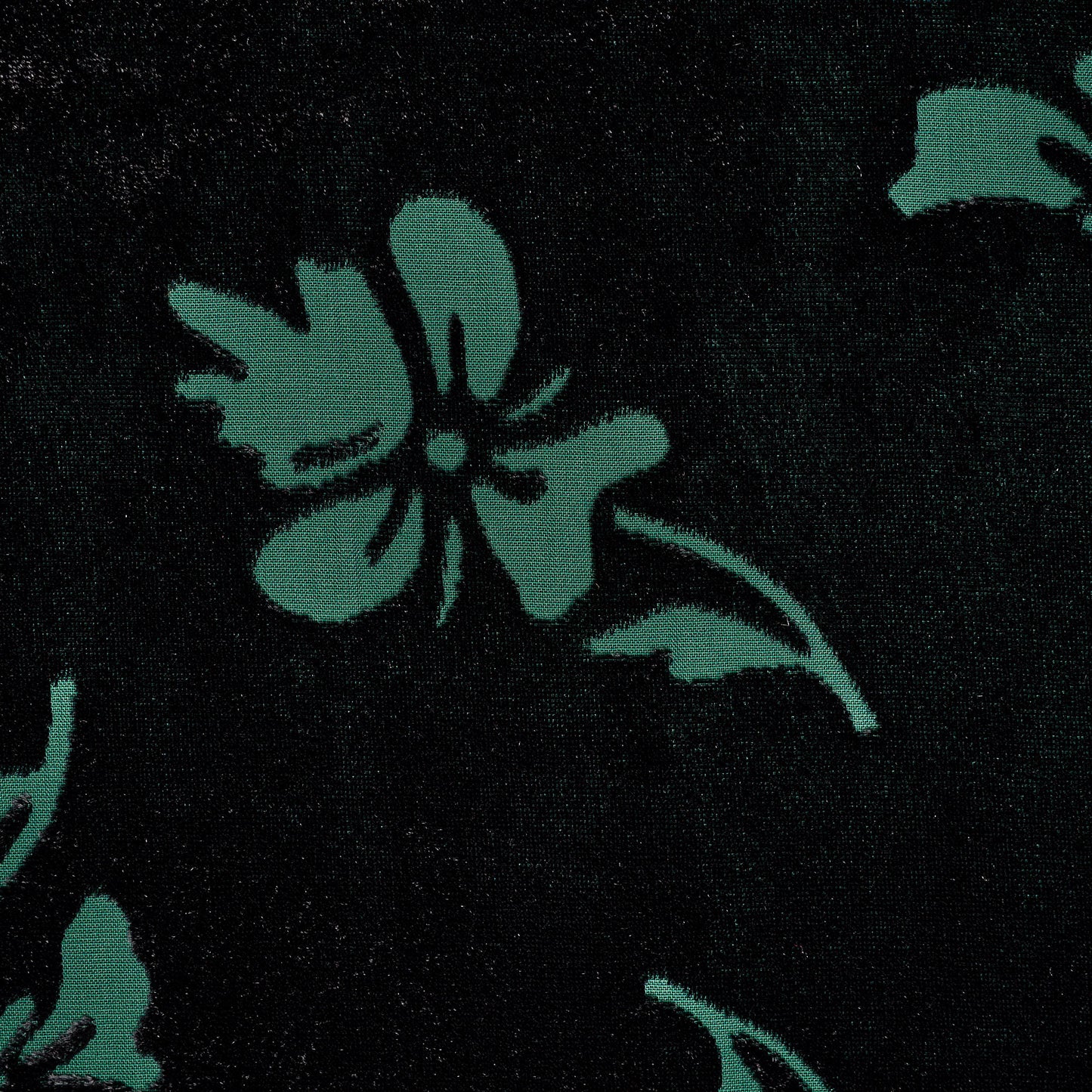 Viscose Floral Devore - Jet Black & Smaragd textile image 2