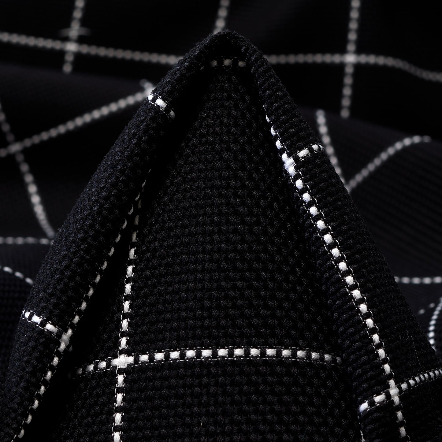Textured Chennile Check - Raven Black & Brilliant White textile image 3