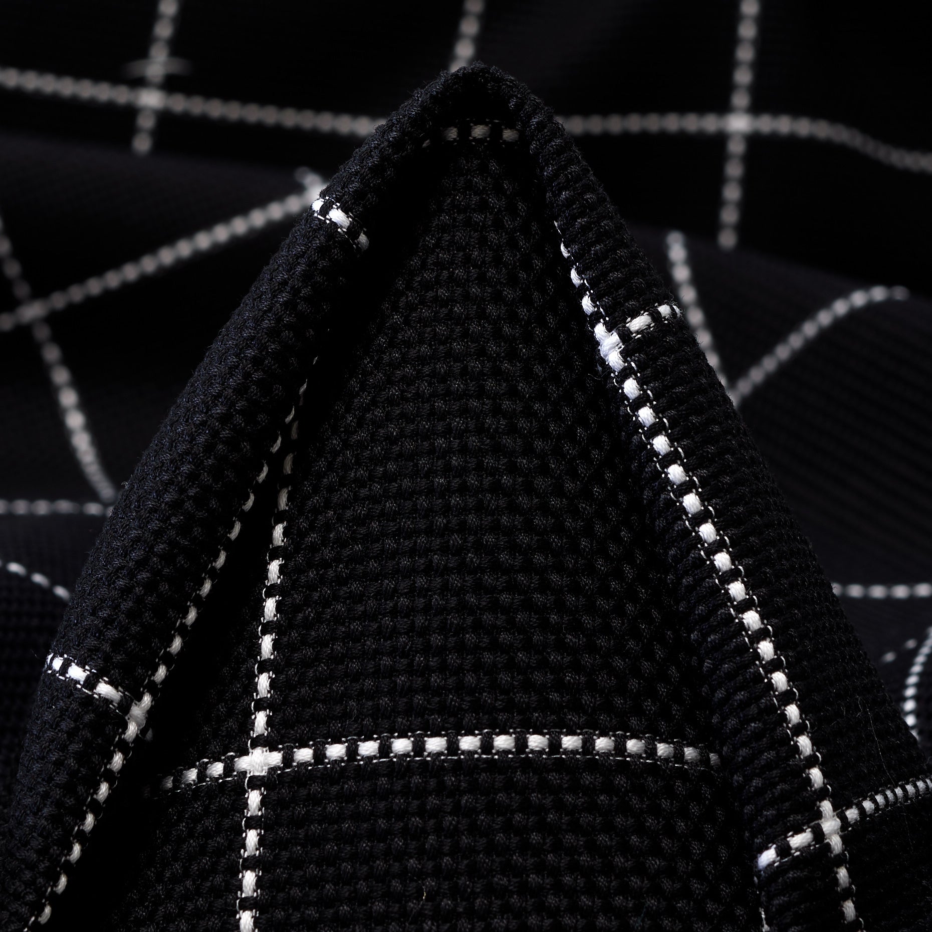 Textured Chennile Check - Raven Black & Brilliant White textile image 3