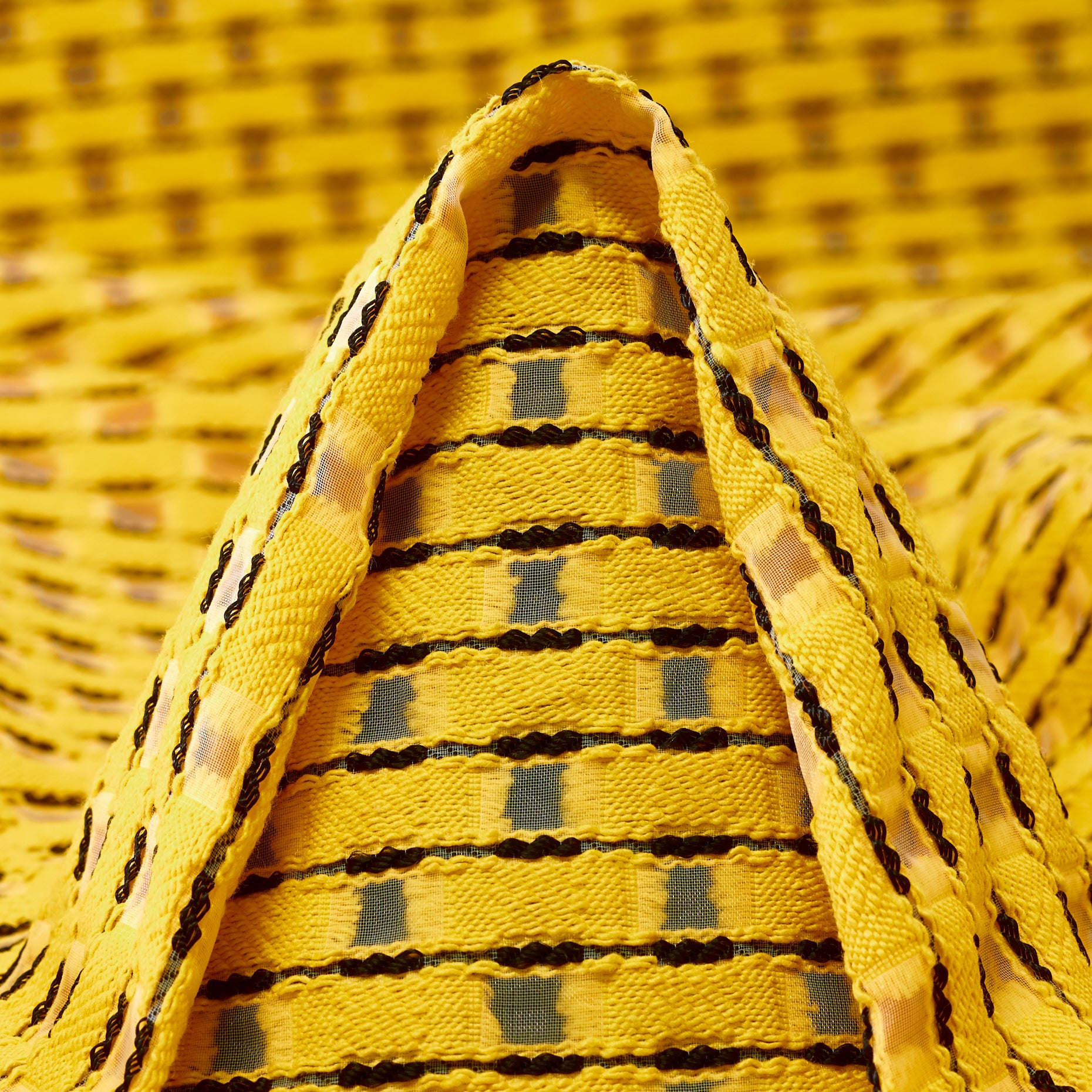 Textured Chennile Fil Coupé Cotton - Banana Cream & Jet Black textile image 2