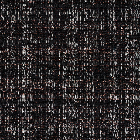 Textured Chennile Cotton Lurex - Raven Black & Pale Gold textile image 1