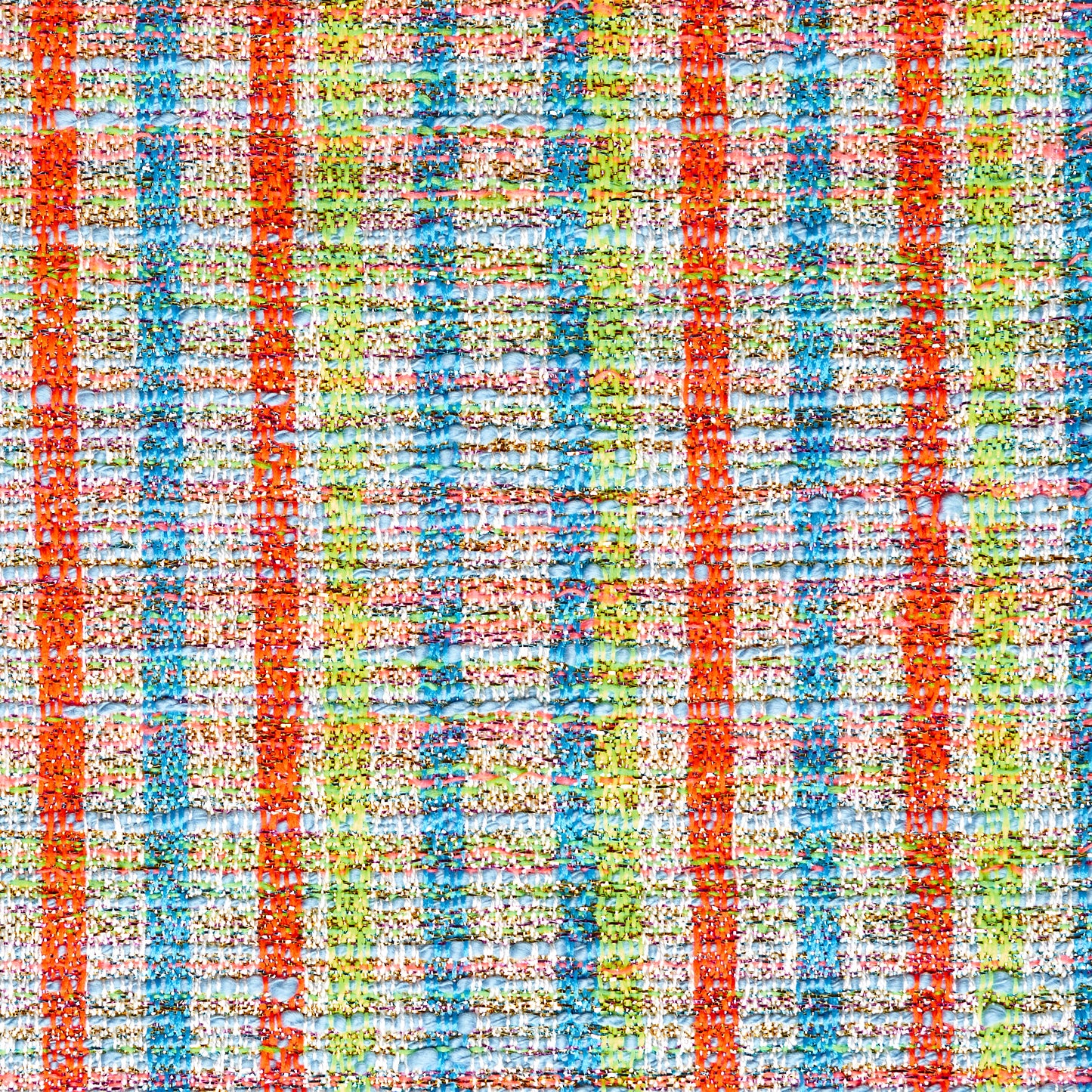 Textured Chennile Cotton Lurex - Malibu Blue & Vibrant Orange textile image 3