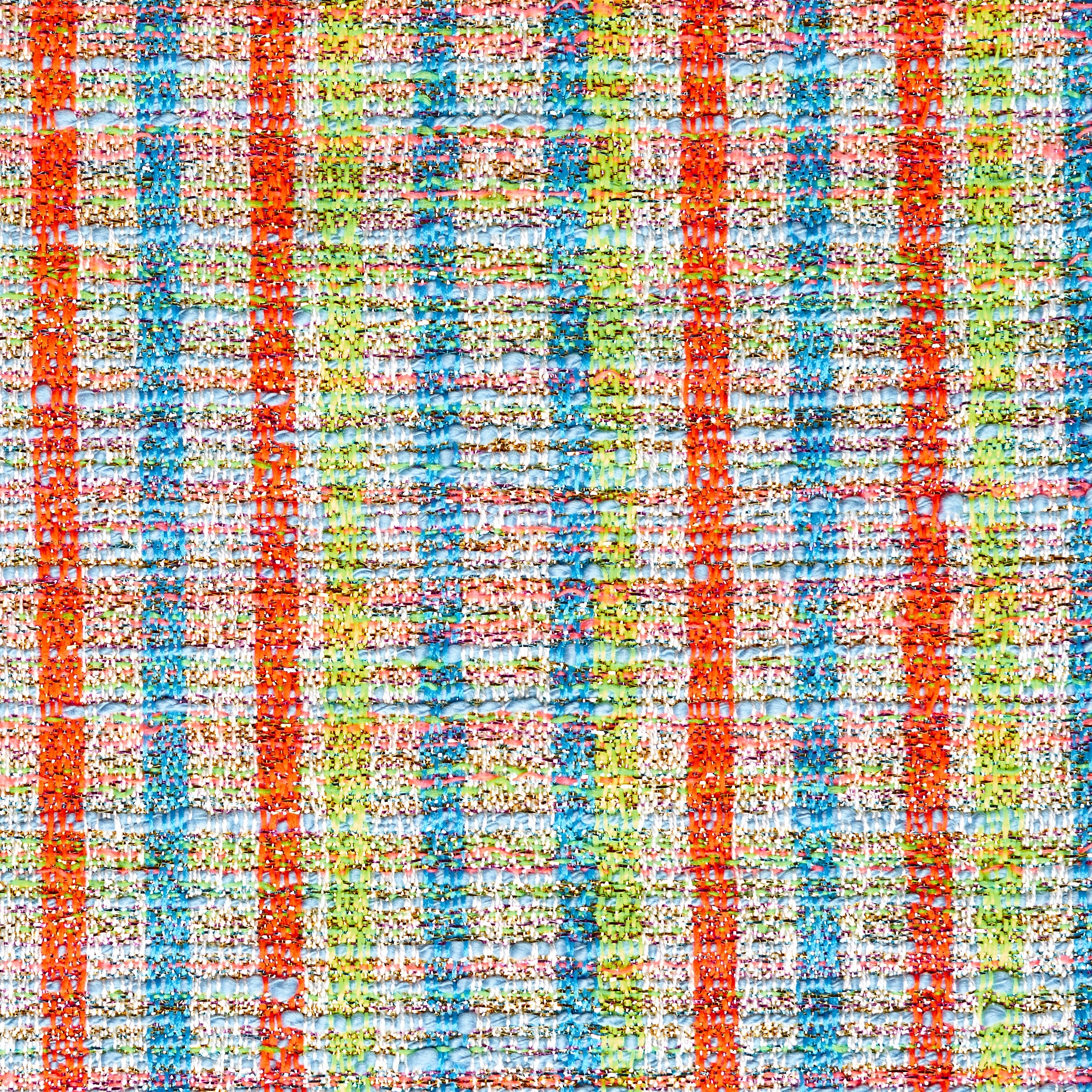 Textured Chennile Cotton Lurex - Malibu Blue & Vibrant Orange textile image 3