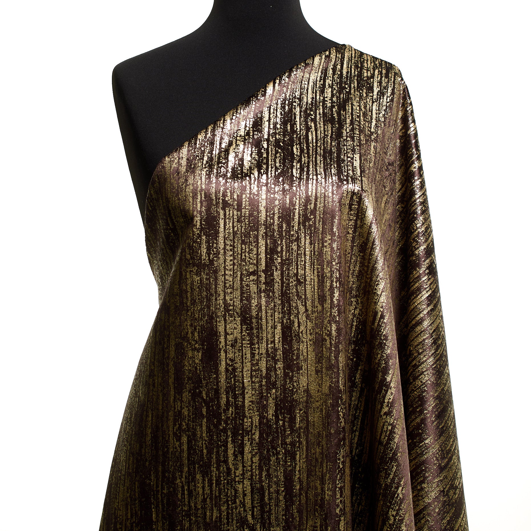 Cotton Printed Velvet - Deep Mahogany & Rich Gold textile image 2