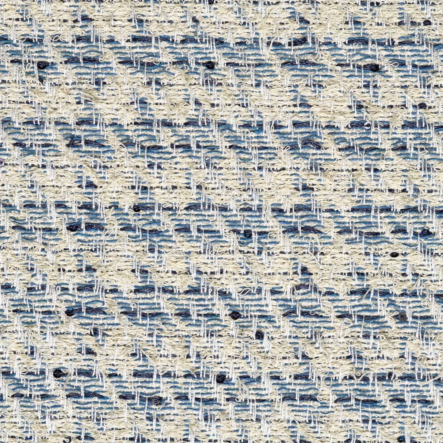 Textured Chennile Cotton Blend Lurex - Snow White & China Blue textile image 2