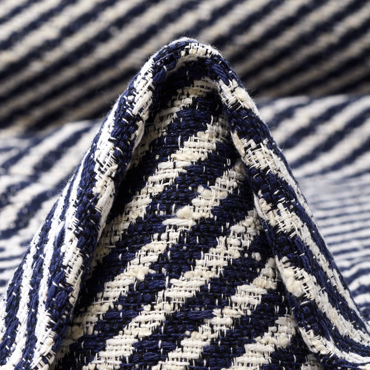 Textured Chennile Cotton Linen Blend - Bone White & Oceana textile image 1