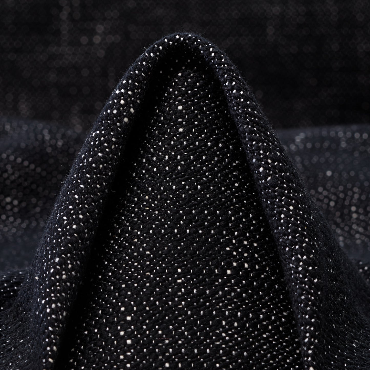 Textured Chennile Cotton Viscose - Jet Black & Snow White textile image 1