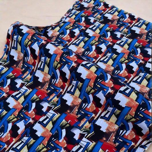 Polyester Stretch Crepe Printed Fabric - 95% Polyester / 5% Spandex, 150 cm, 100-130GSM