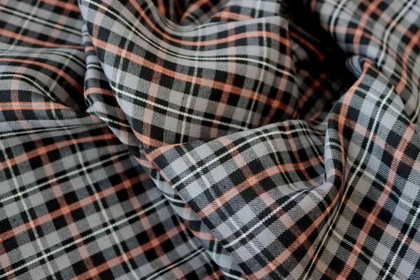 Bamboo Linen Twill Check - Natural Grey textile image 1