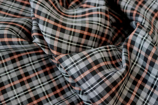 Bamboo Linen Twill Check - Natural Grey textile image 1