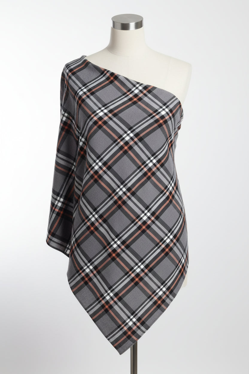 Bamboo Linen Twill Check - Natural Grey textile image 3
