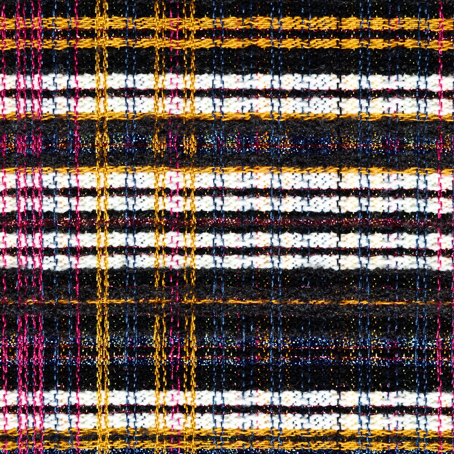 Bouclé Textured Chennile Lurex - Phlox Pink & Raven Black textile image 2