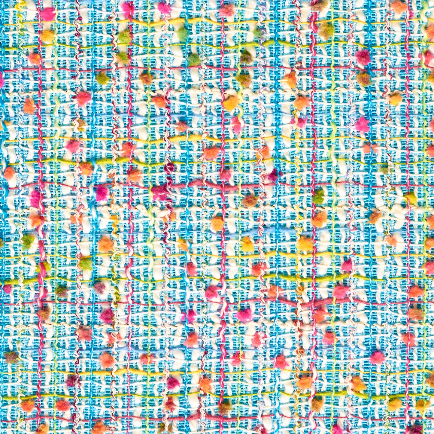 Textured Chennile Bouclé Cotton - Blue Topaz & Strawberry Pink textile image 1