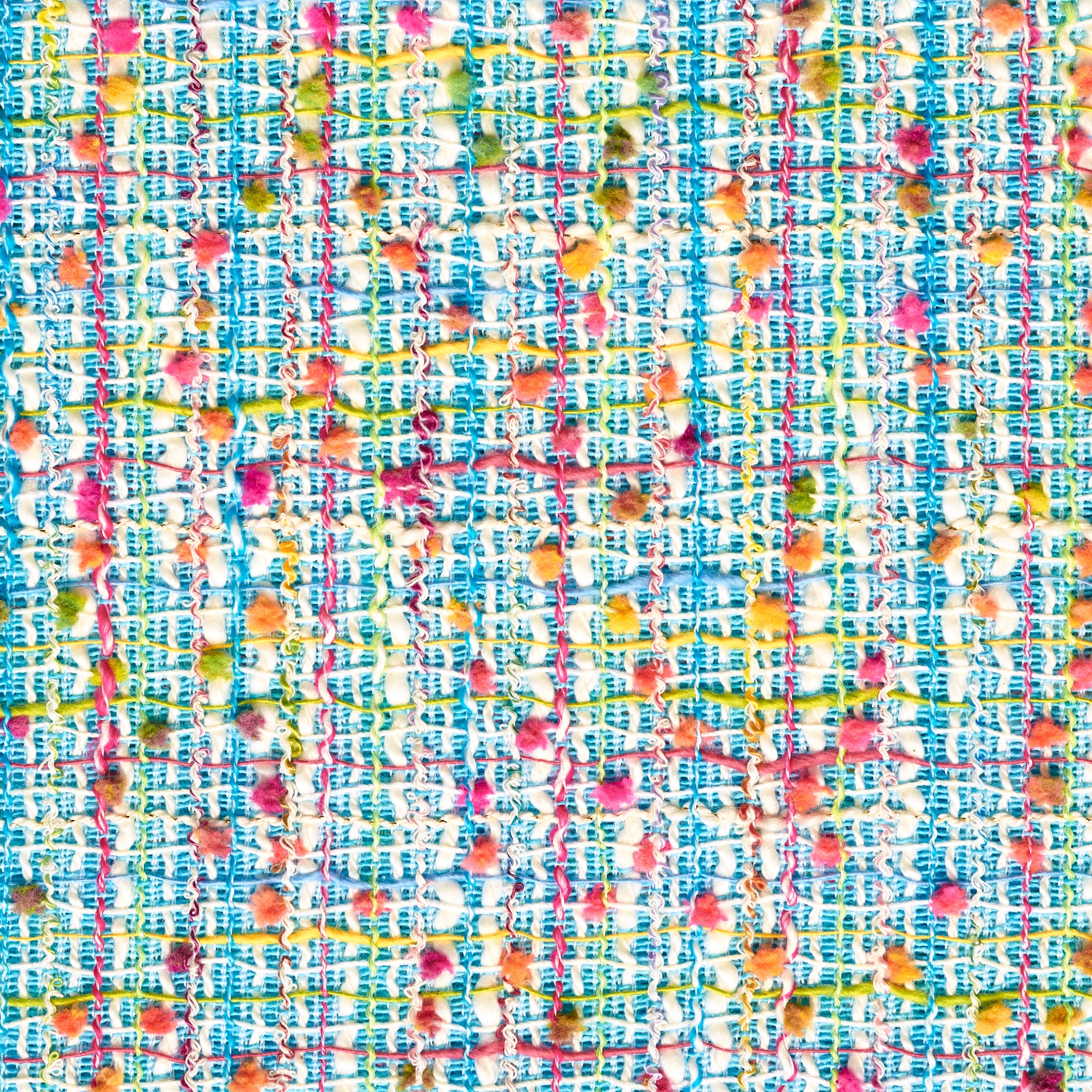 Textured Chennile Bouclé Cotton - Blue Topaz & Strawberry Pink textile image 1
