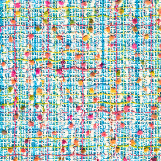 Textured Chennile Bouclé Cotton - Blue Topaz & Strawberry Pink textile image 1