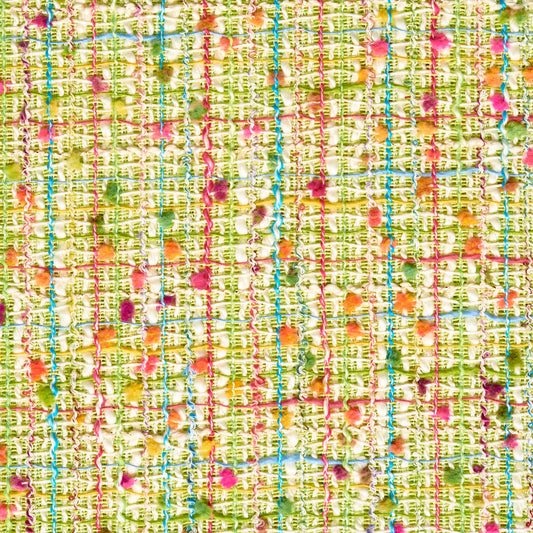 Textured Chennile Bouclé Cotton - Opaline Green & Strawberry Pink textile image 1