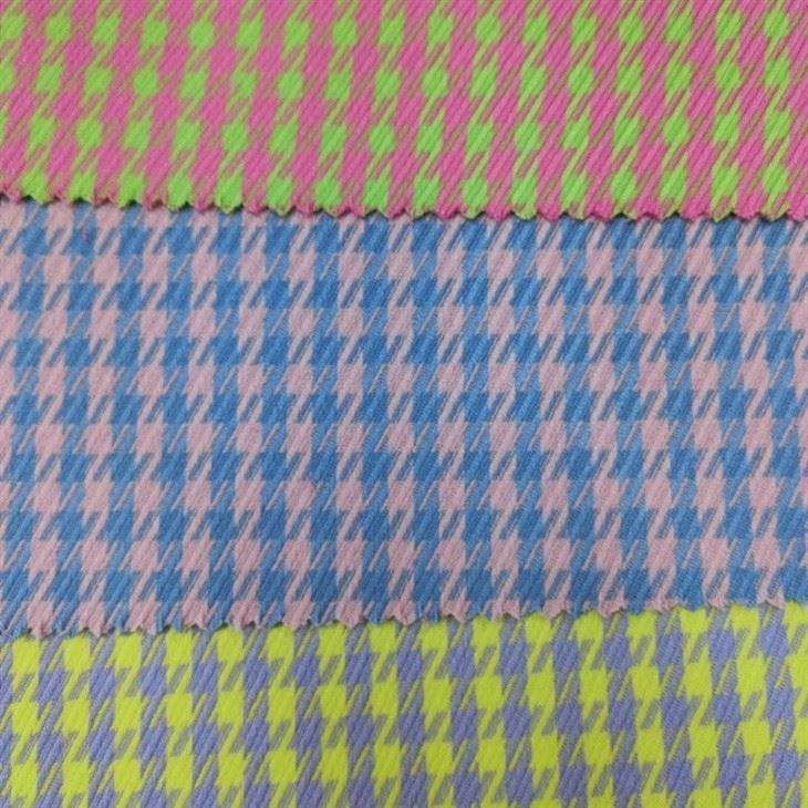 Colorful Houndstooth Check Polyester Rayon Stretch Fabric textile image 2