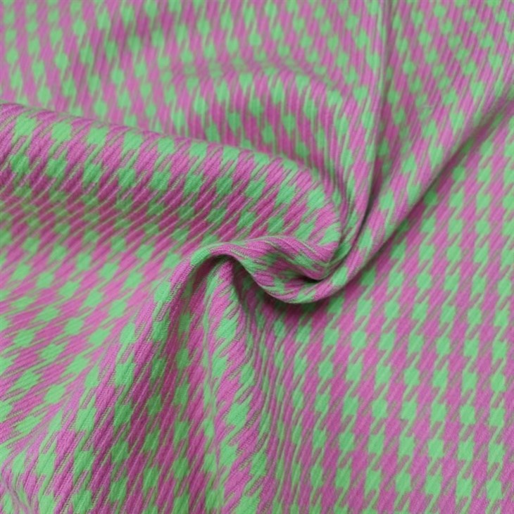 Colorful Houndstooth Check Polyester Rayon Stretch Fabric textile image 1