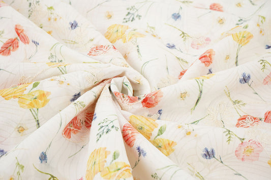 Embroidered Cotton Flowers Ruth Creme - 65% Cotton 35% Polyester, ± 135 cm, ± 115 gram/m²