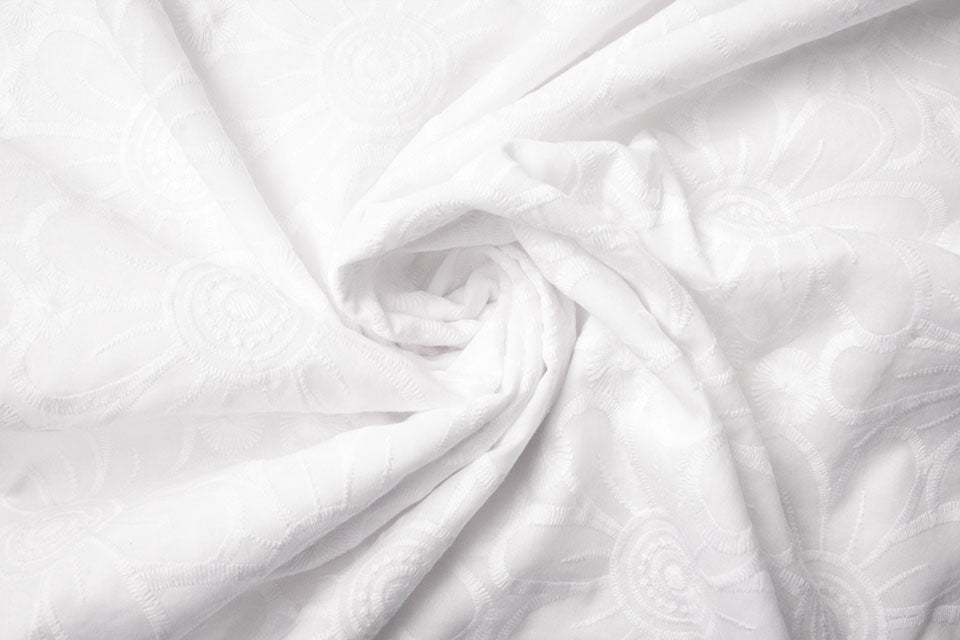 Embroidery Cotton Fleur White textile image 4