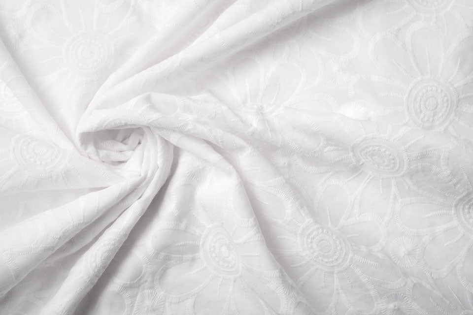 Embroidery Cotton Fleur White textile image 2
